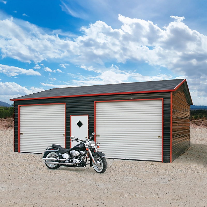 Image of ProMetal garage with motorcycle.