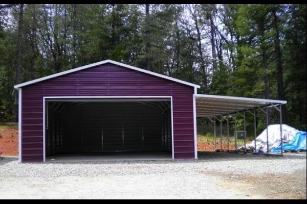 Two Car Garage, Double Car Garage with attached lean to shed carport