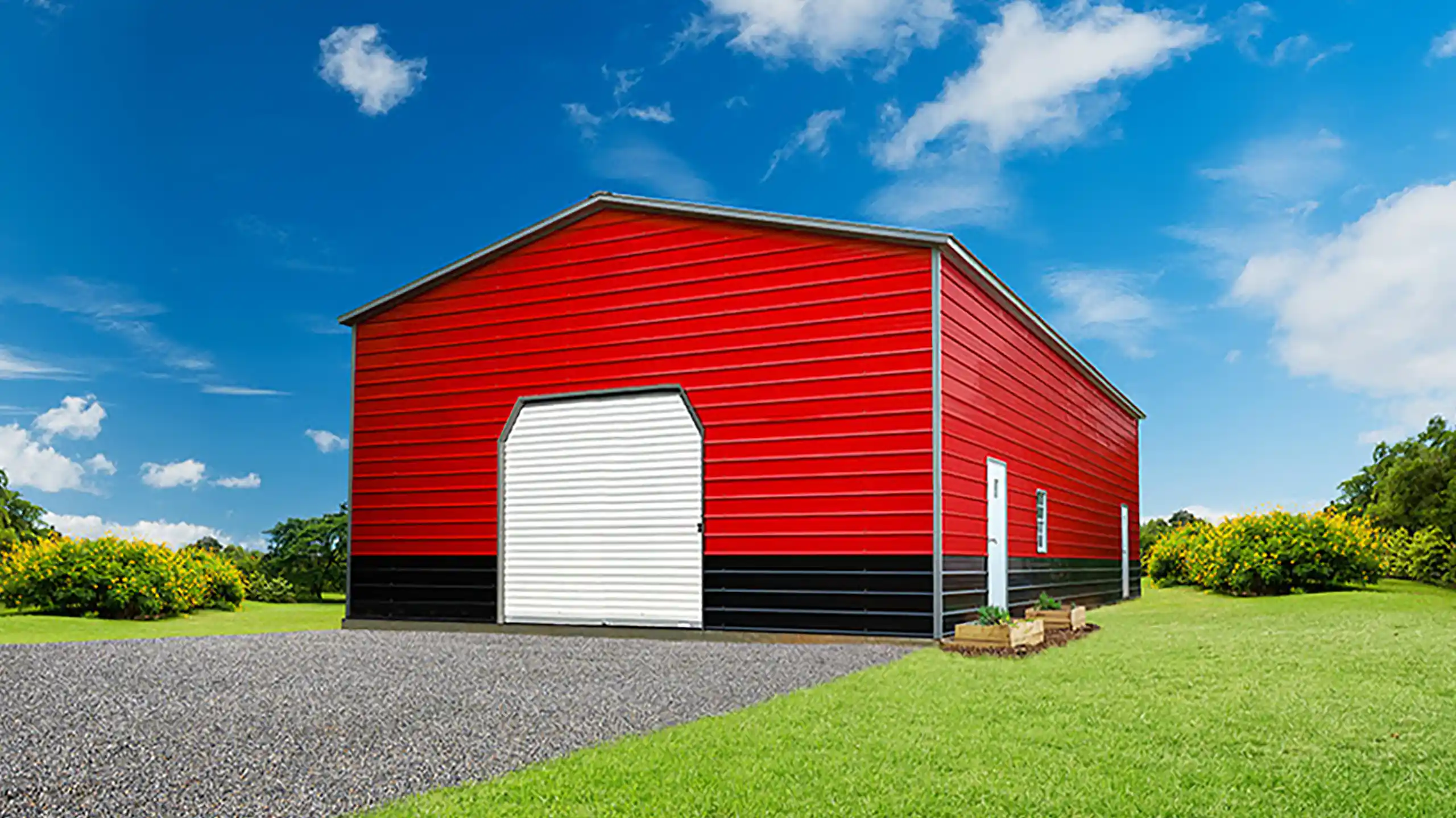 Pro Metal Buildings Red Boat Garage